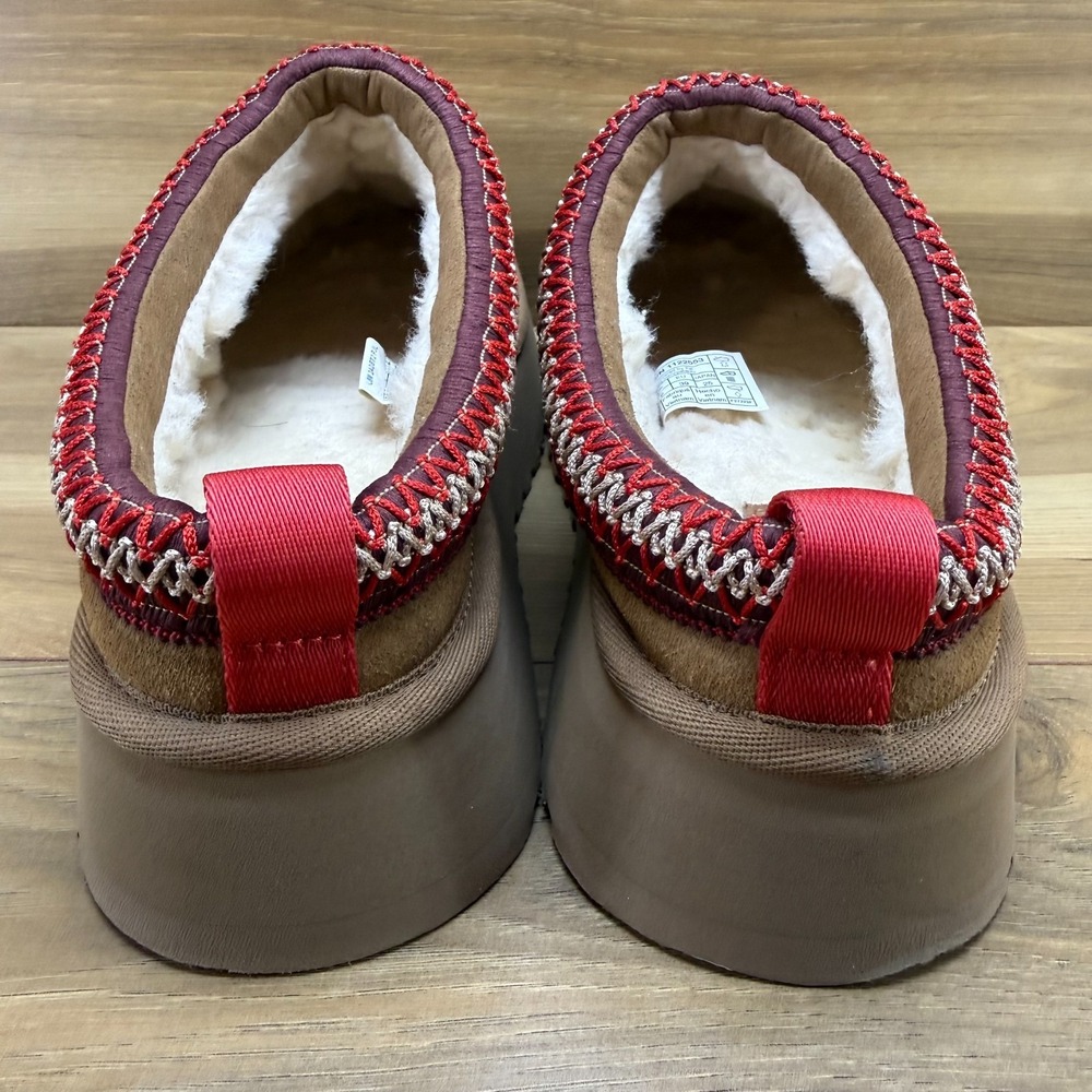 UGG Tazz Platform Slippers Womens 8 Chestnut Suede Sherpa Shearling Lined Tasman - Picture 7 of 12